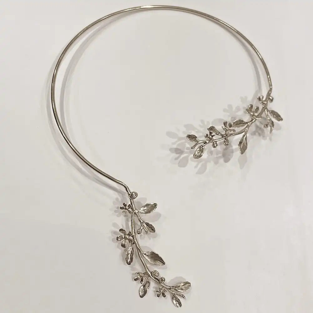 collier Bérénice argent, branche florale