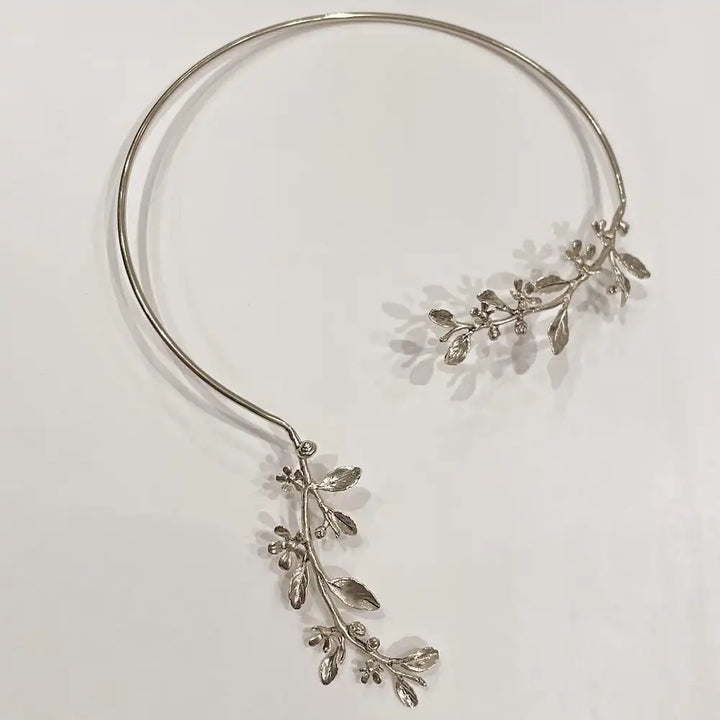 collier Bérénice argent, branche florale