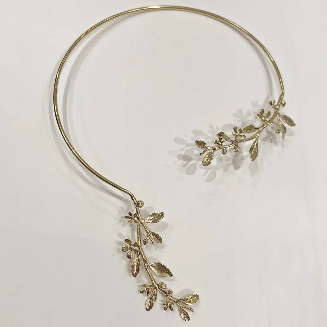 collier Bérénice or, branche florale