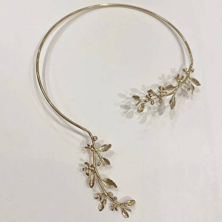 collier Bérénice or, branche florale